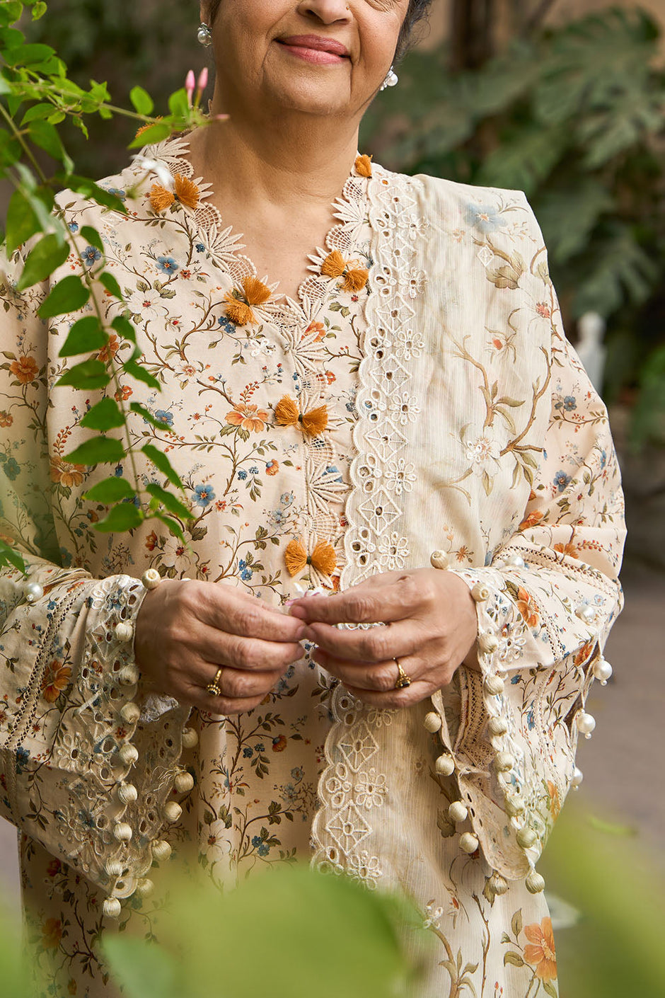 3 Piece Embroidered Printed Lawn Suit with Embroidered Denting Dupatta