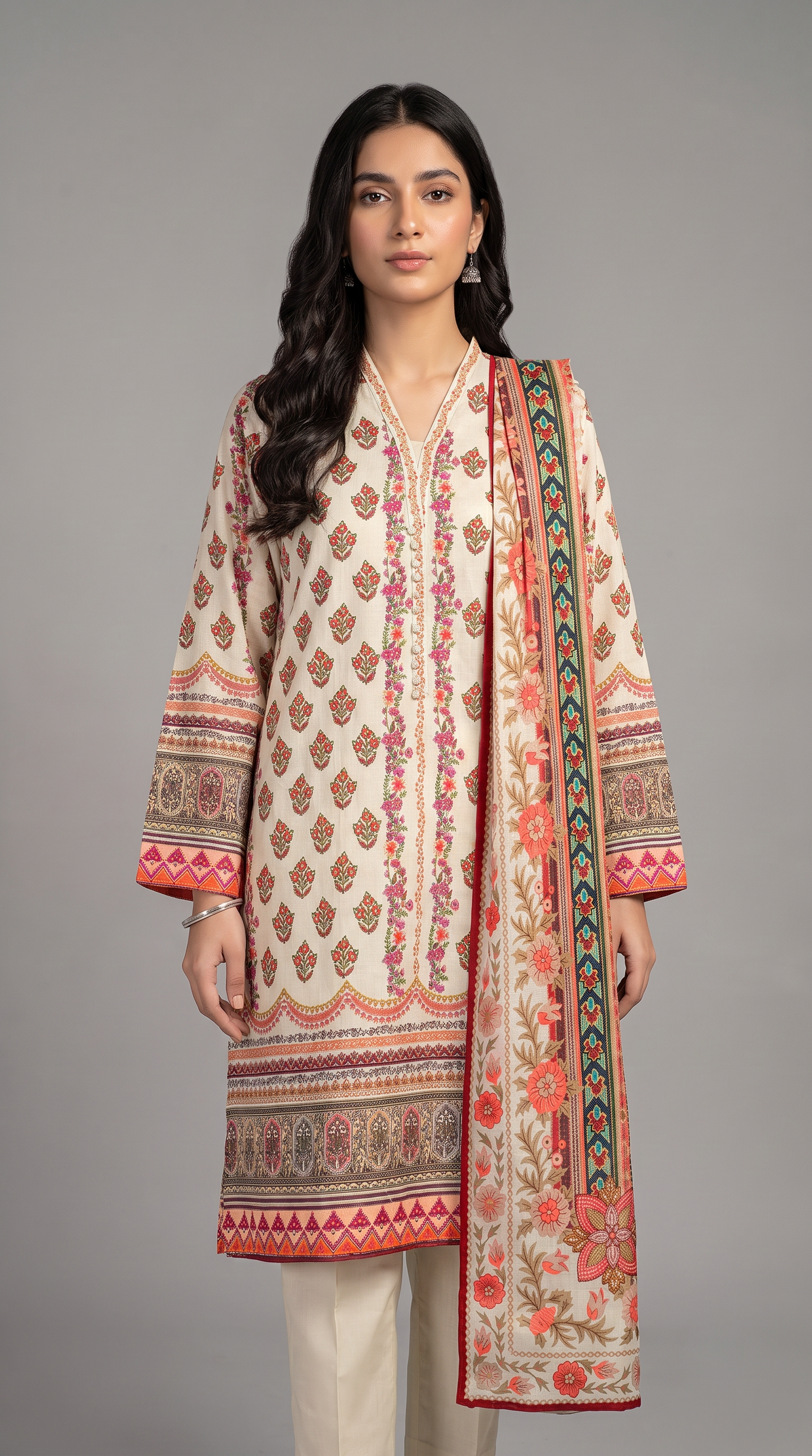 3Pc Printed Cross Hatch Suit