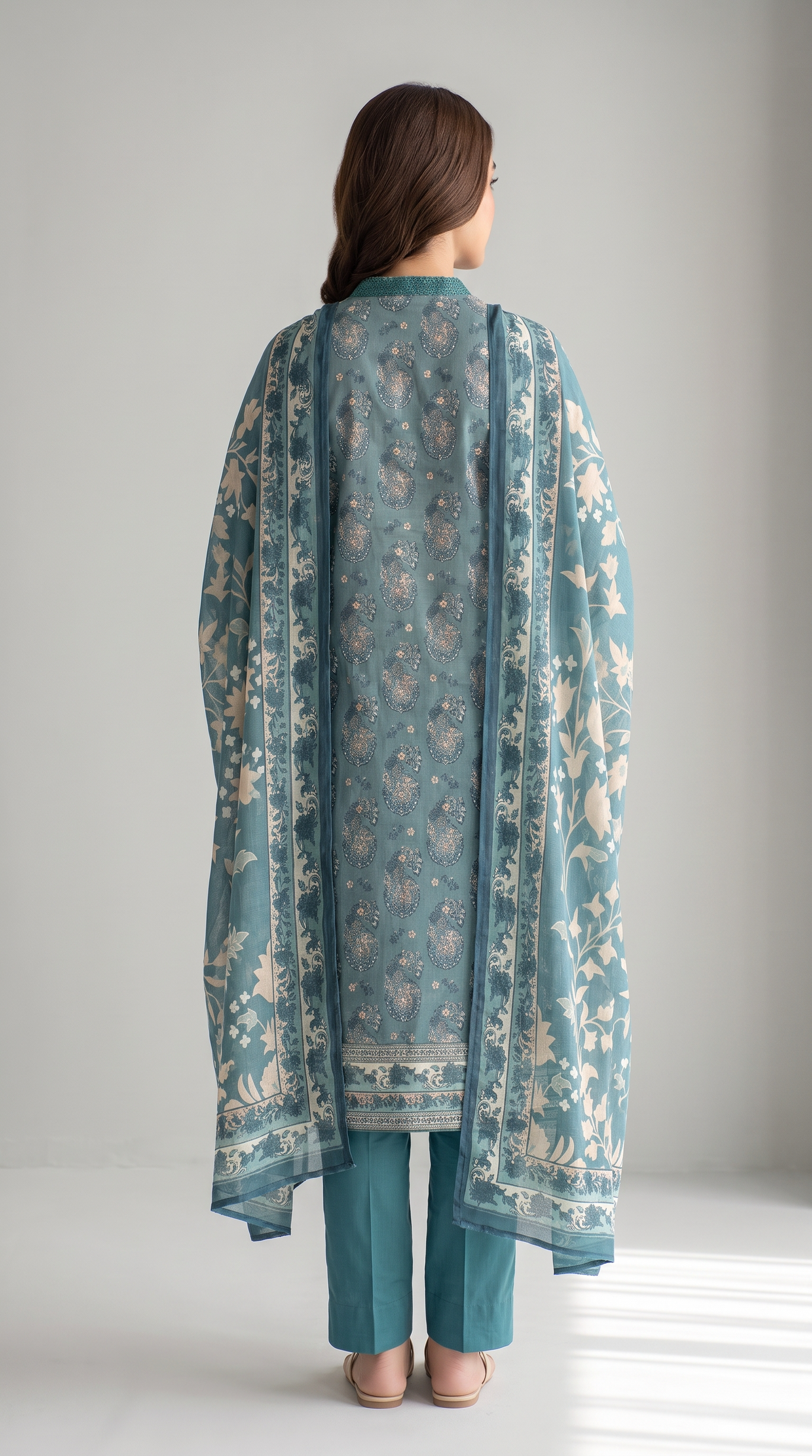 3Pc Embroidered Suit