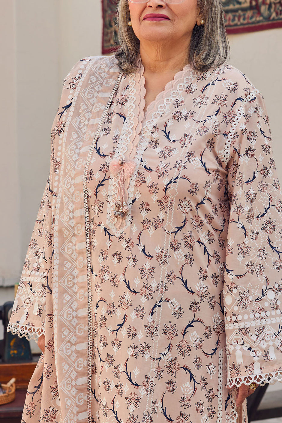 3 Piece Lacquer Printed Lawn Suit with Dupatta