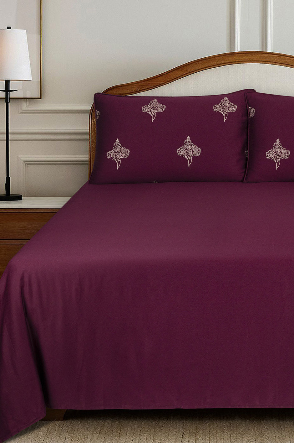 Mahogany T-200 Embroidered Bed Sheet Set