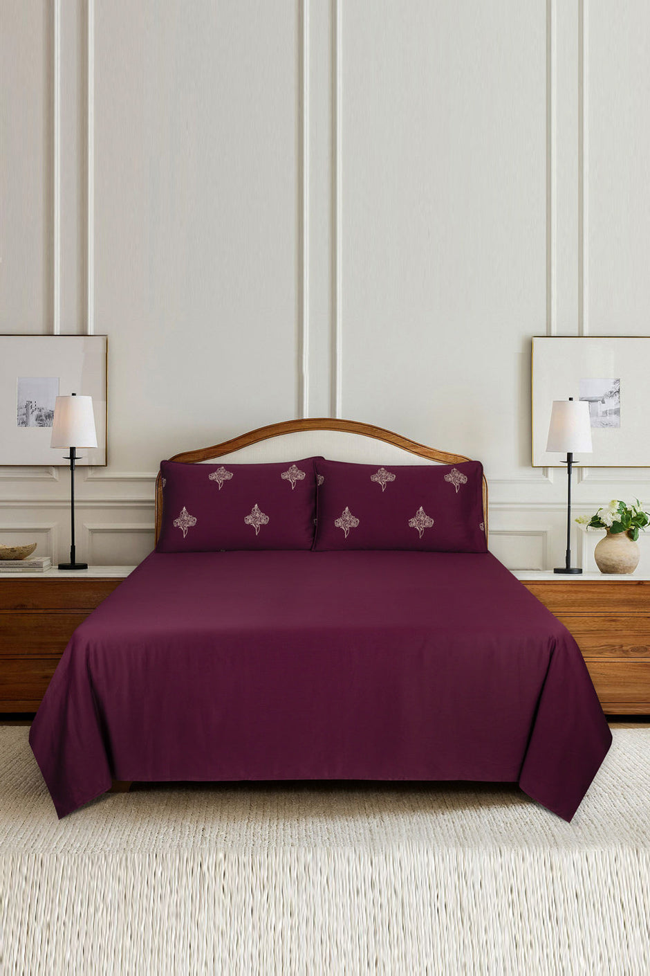 Mahogany T-200 Embroidered Bed Sheet Set