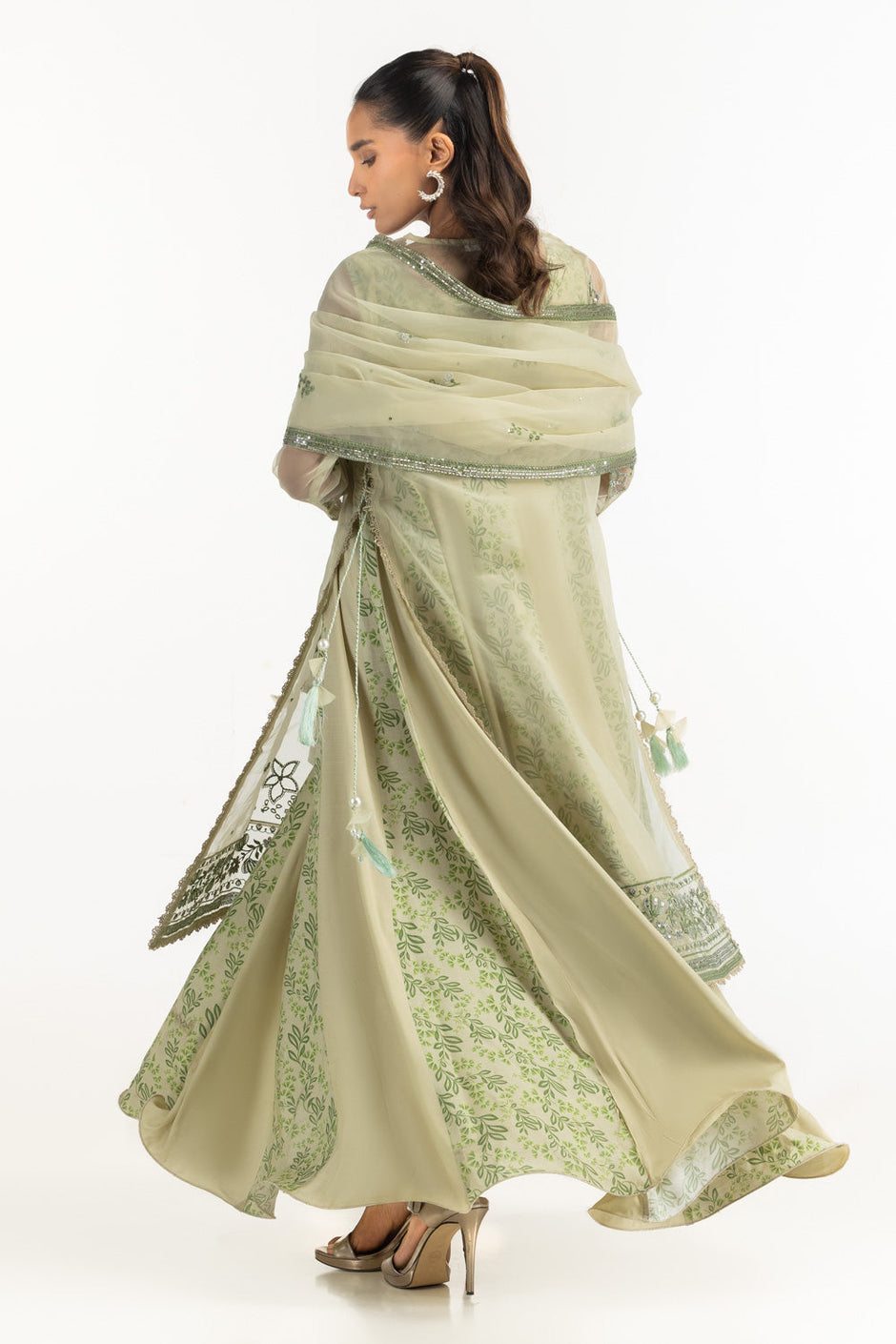 Organza Embroidered Shirt With Printed Inner And Embroidered Dupatta