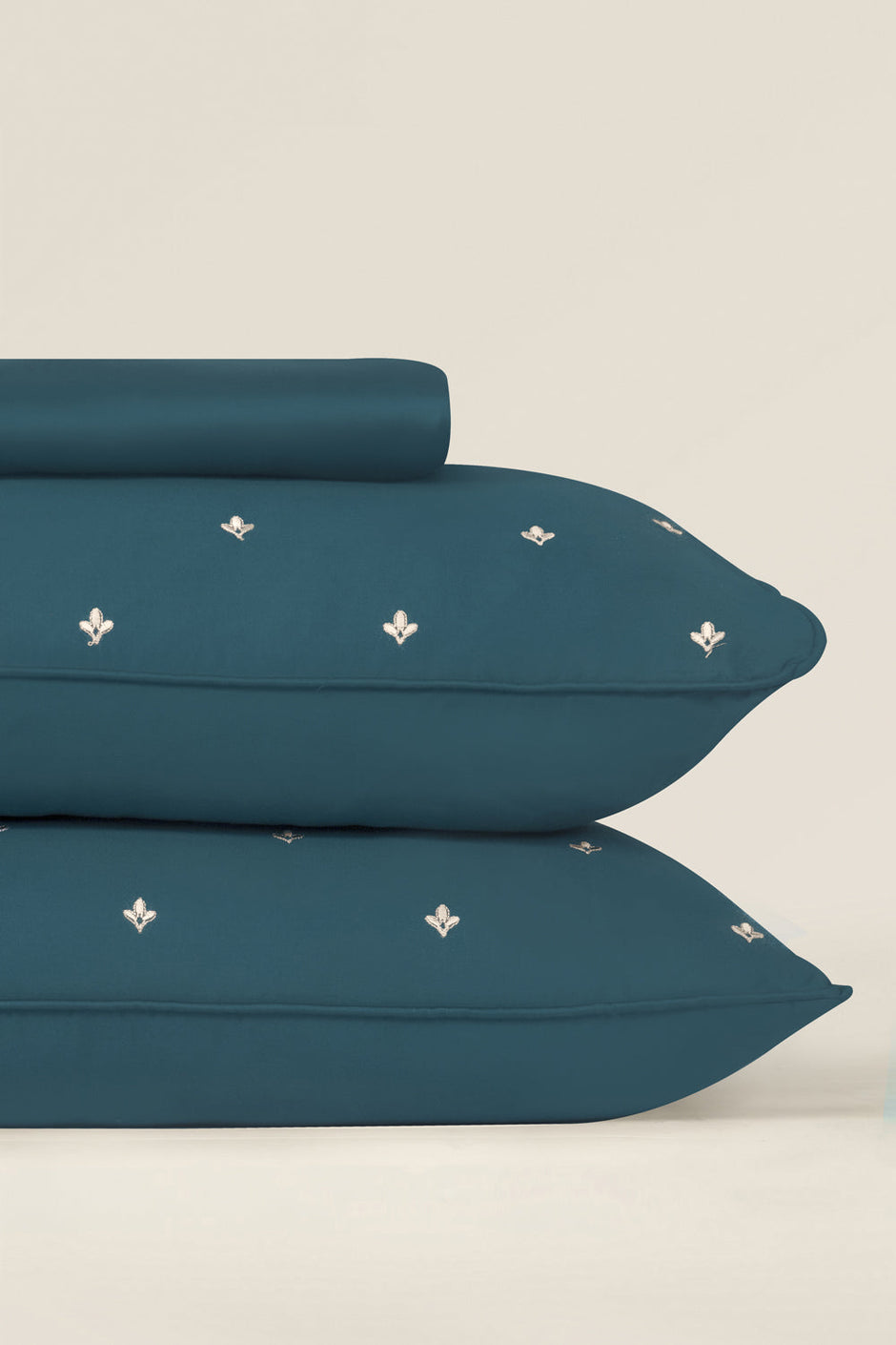 Pine Green T-200 Embroidered Bed Sheet Set