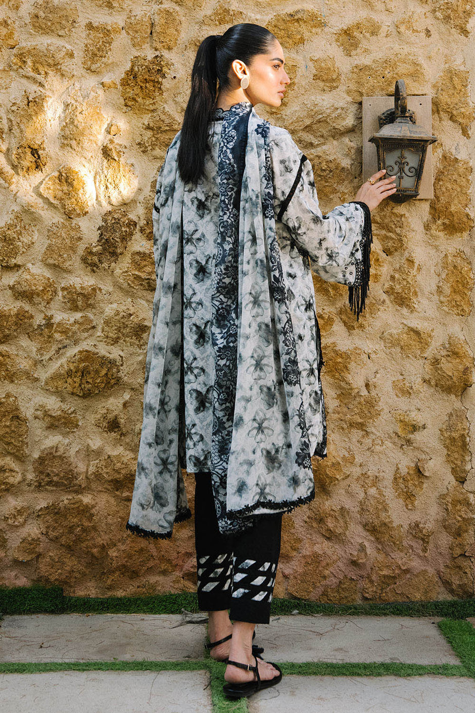 3 Piece Embroidered Printed Lawn Suit with Printed Chiffon Dupatta