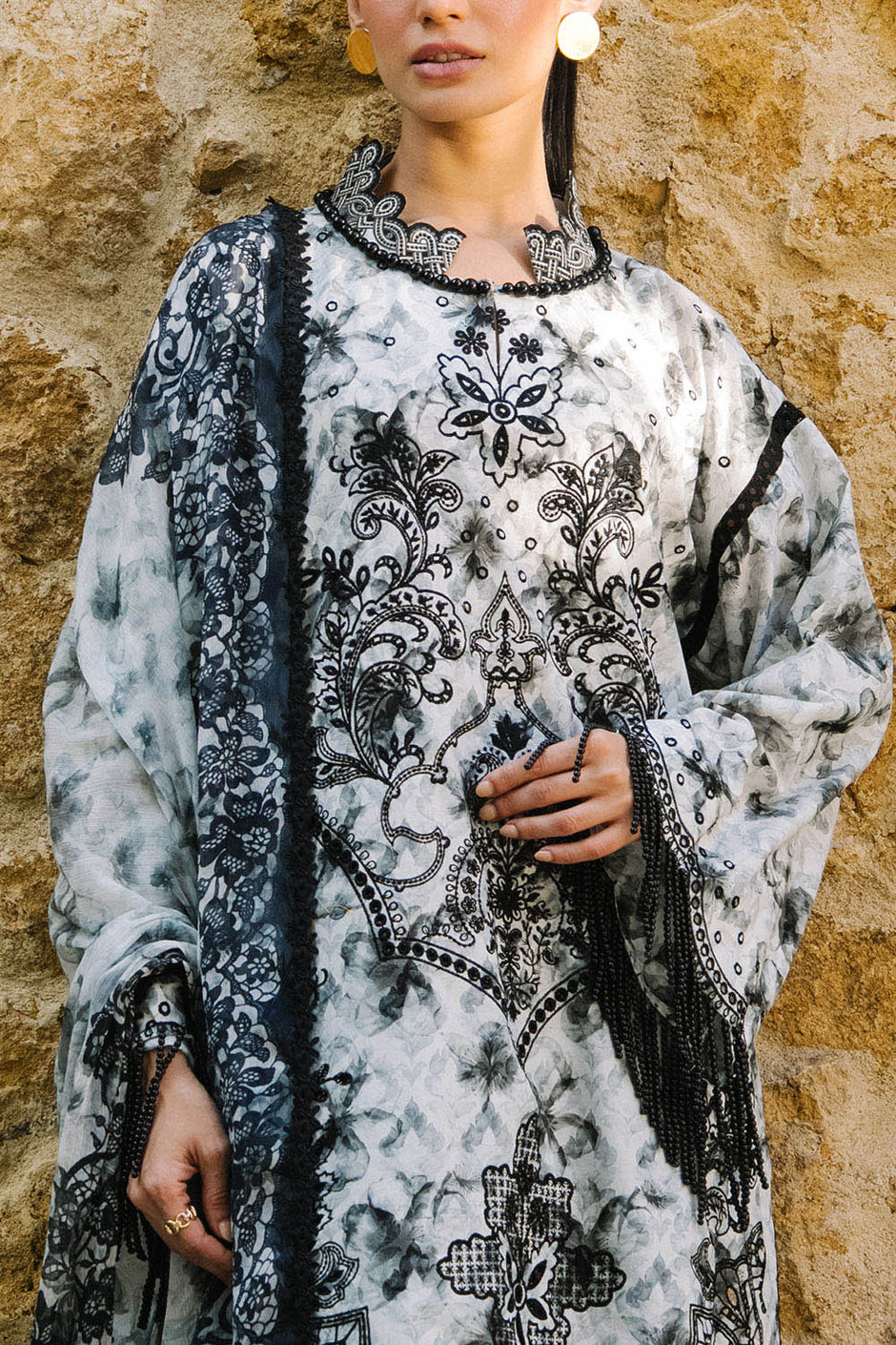3 Piece Embroidered Printed Lawn Suit with Printed Chiffon Dupatta