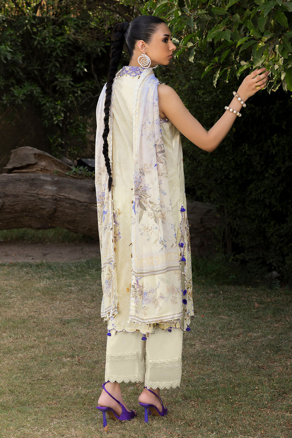 3 Piece Printed Lawn Suit with Printed Chiffon Dupatta and Embroidered Borders