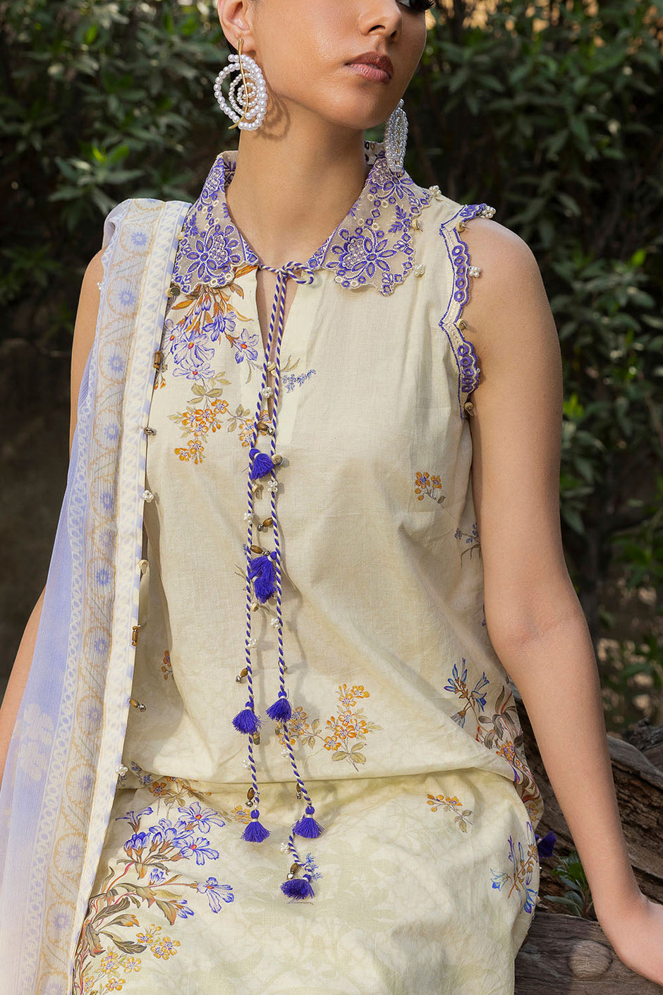 3 Piece Printed Lawn Suit with Printed Chiffon Dupatta and Embroidered Borders