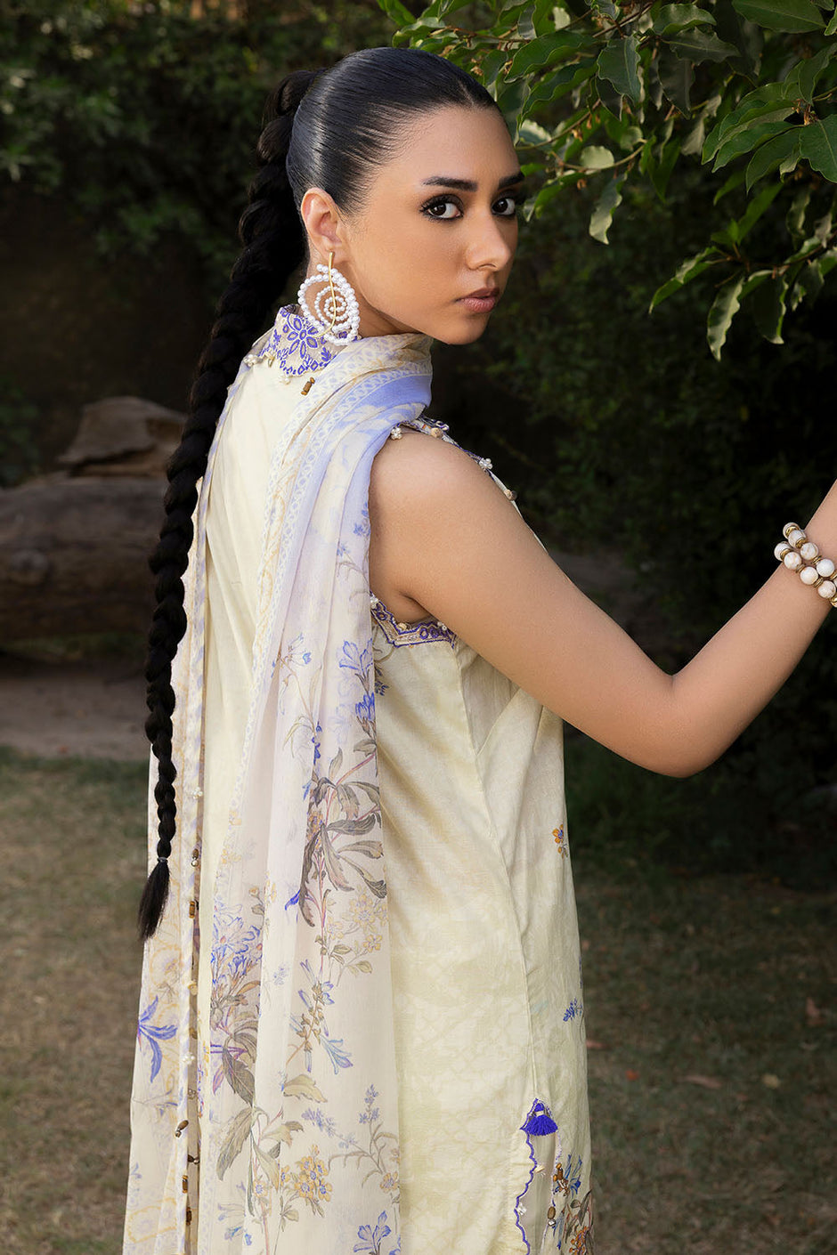 3 Piece Printed Lawn Suit with Printed Chiffon Dupatta and Embroidered Borders