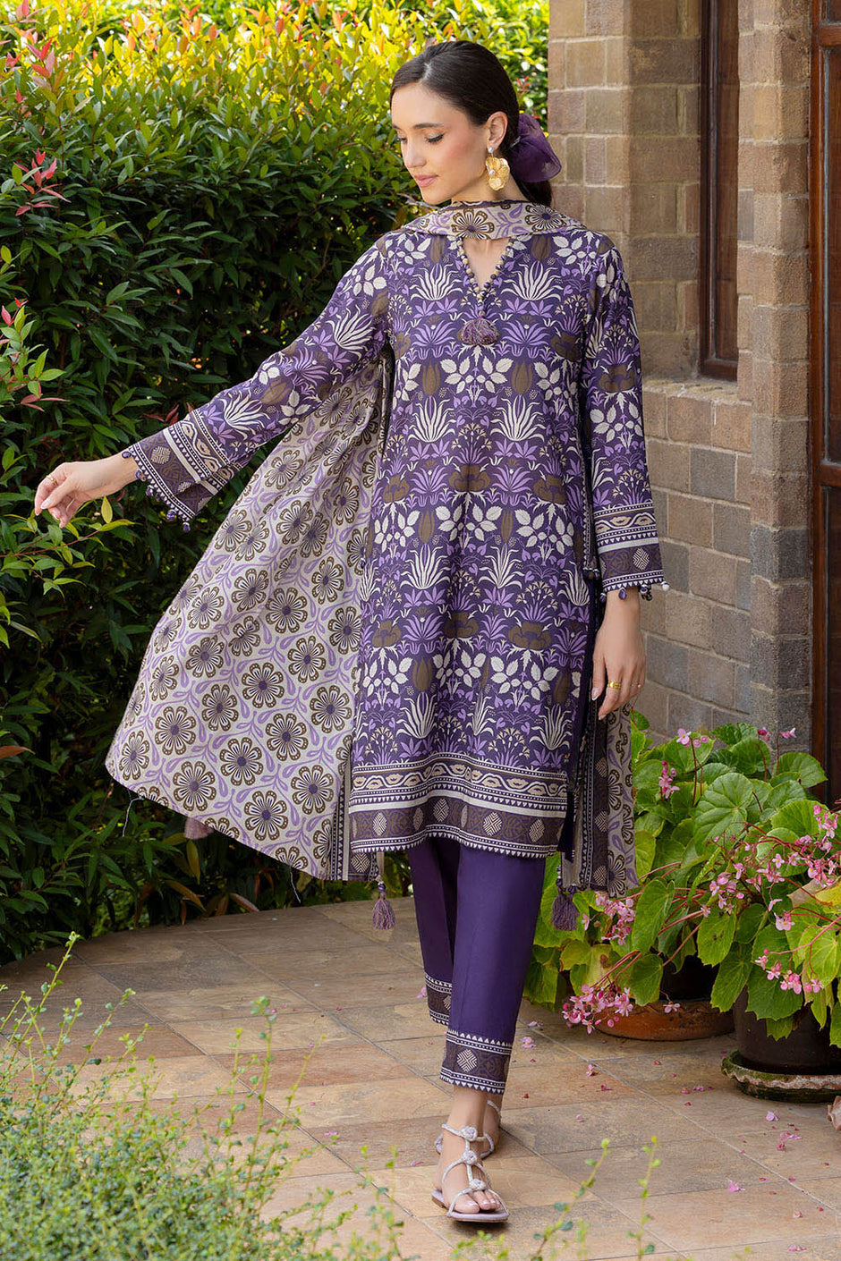 3 Piece Printed Cambric Suit with Lawn Dupatta