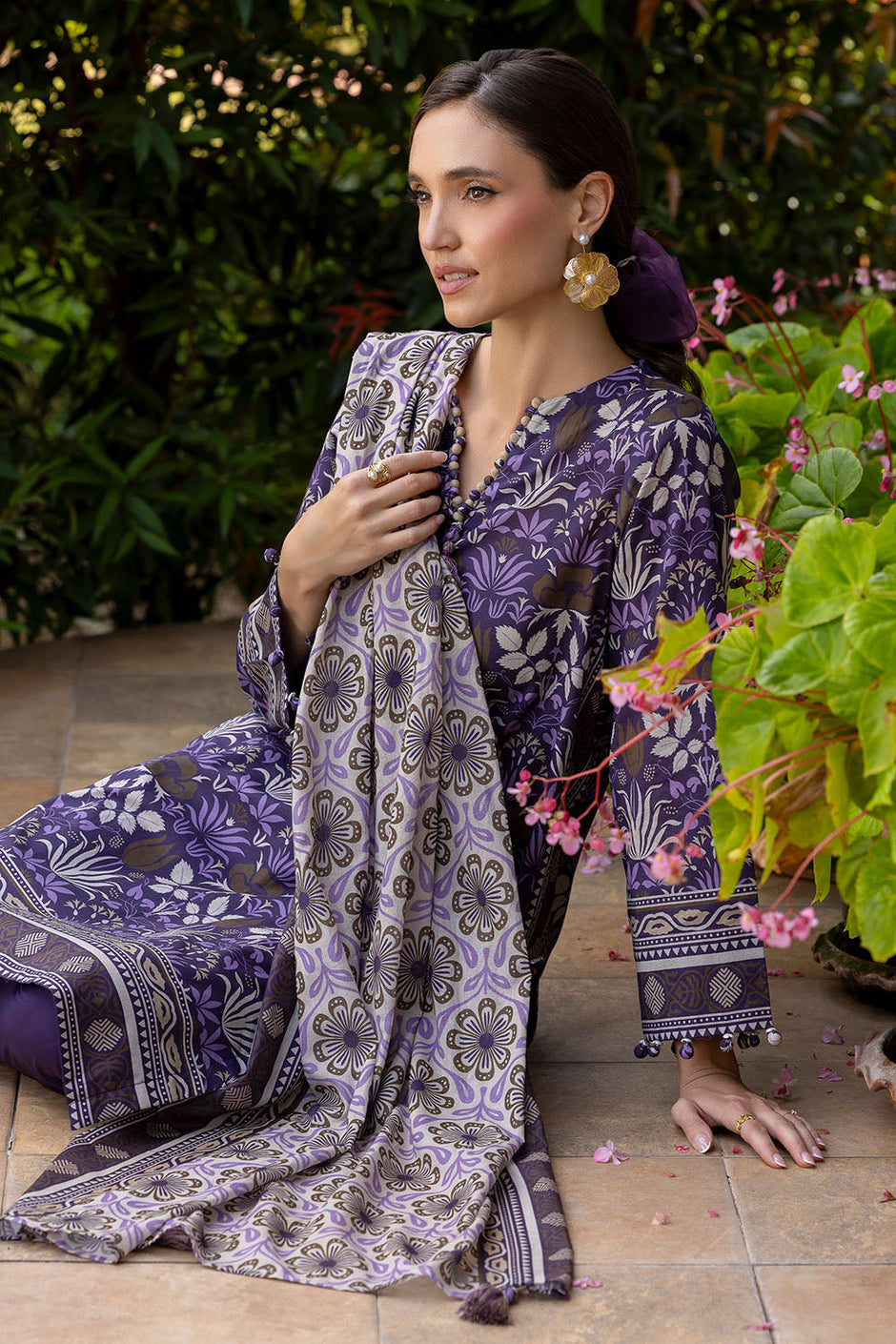 3 Piece Printed Cambric Suit with Lawn Dupatta