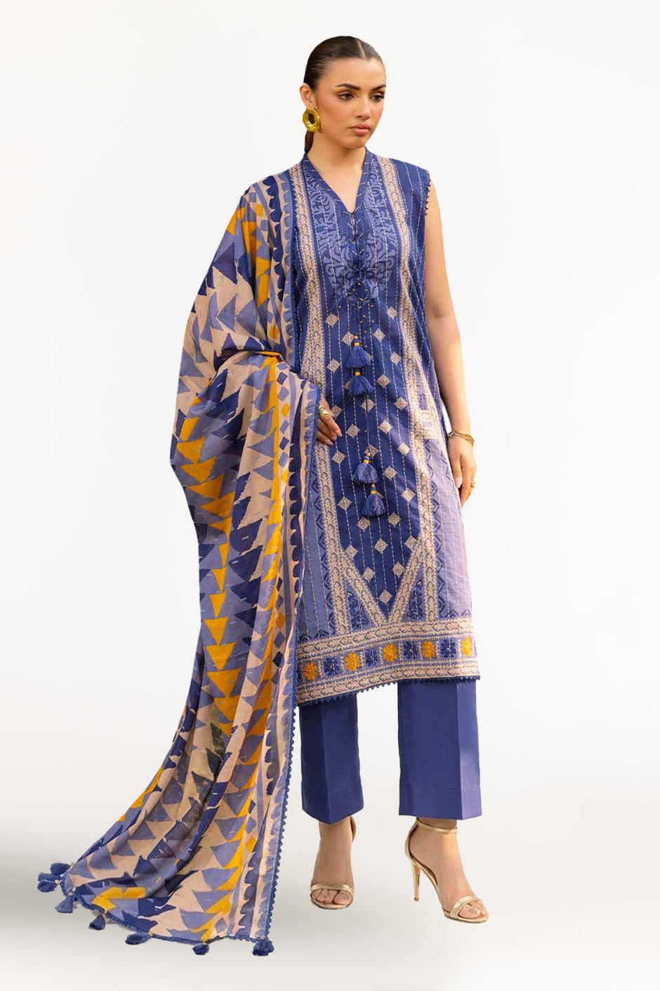 3 Piece Embroidered Printed Lawn Suit with Dupatta