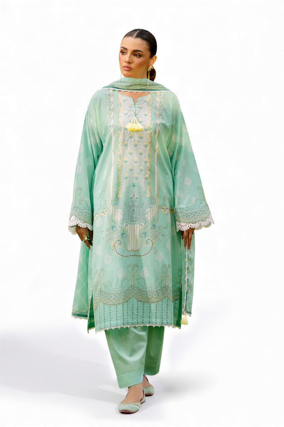 3 Piece Embroidered Printed Lawn Suit with Dupatta