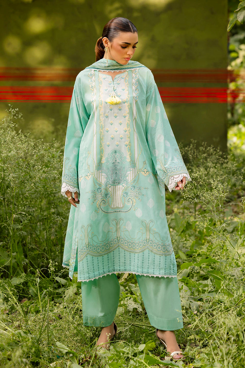 3 Piece Embroidered Printed Lawn Suit with Dupatta
