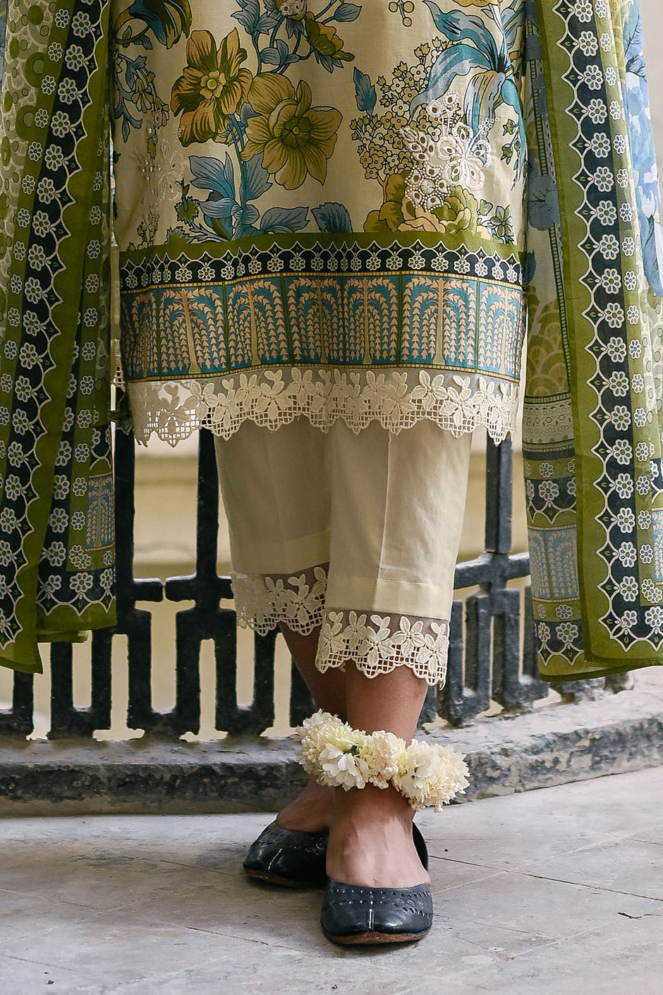 3 Piece Embroidered Printed Lawn Suit with Neckline