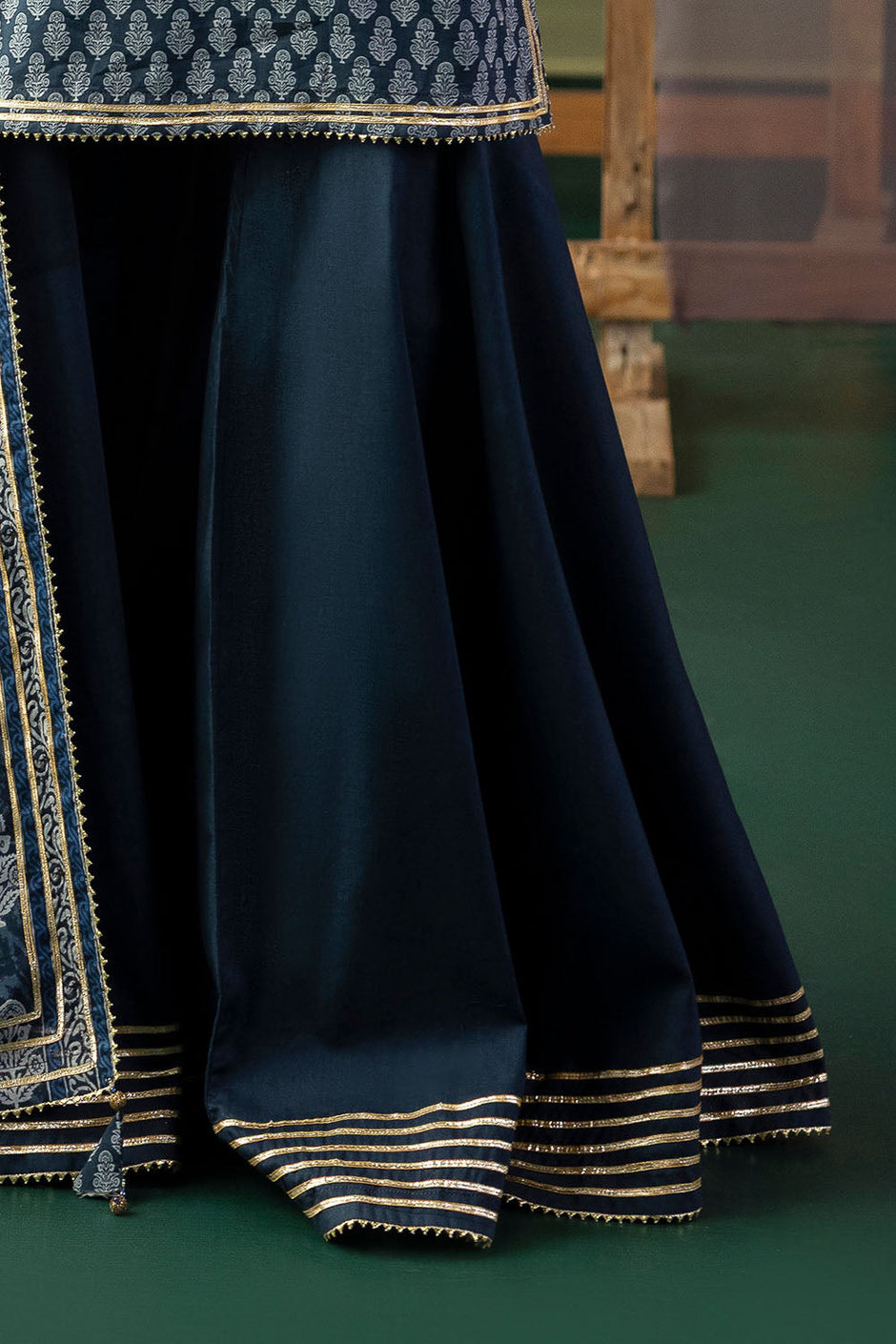 3 Piece Gota Embroidered Lawn Suit with Printed Lawn Dupatta