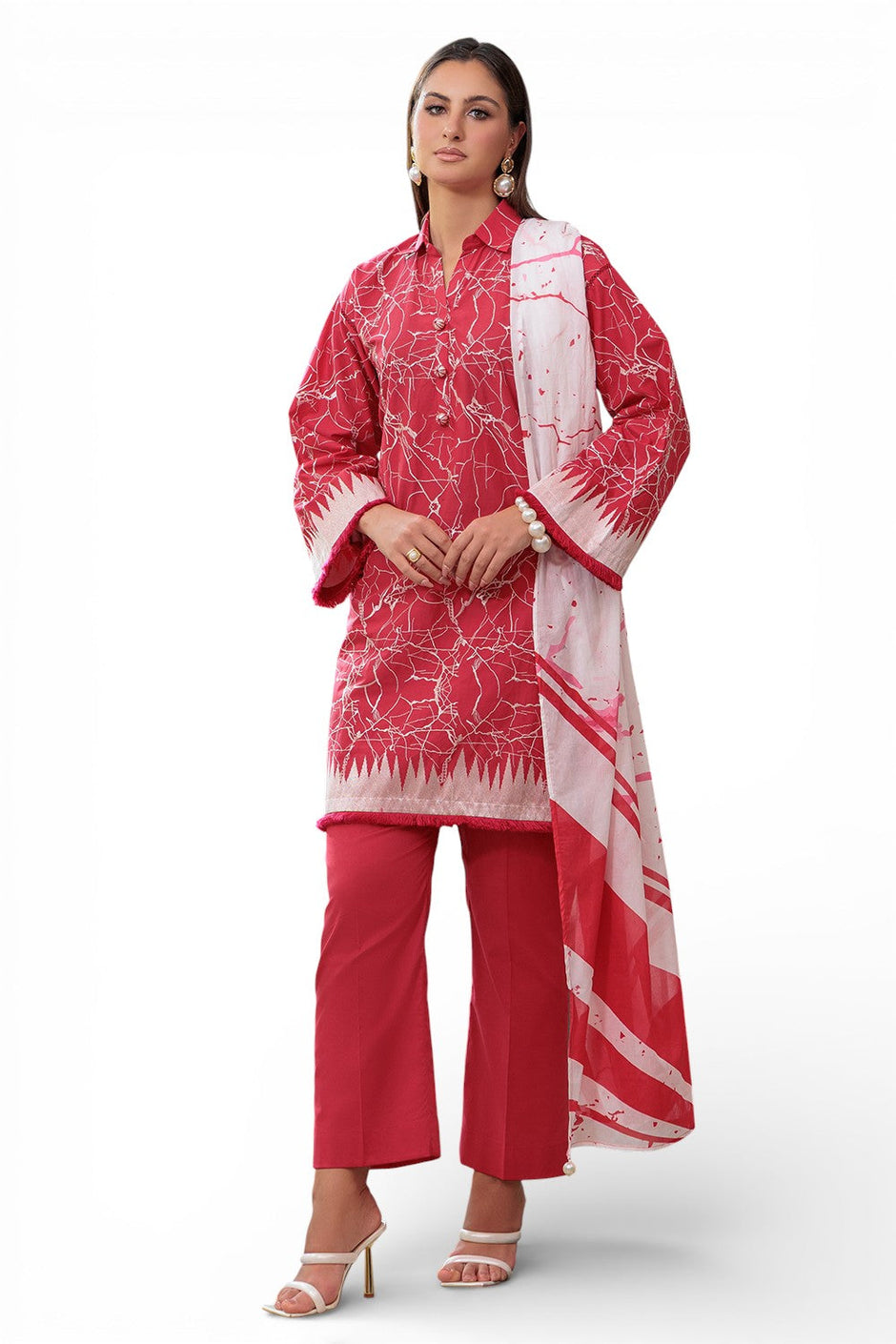 3 Piece Embroidered Lawn Suit with Dupatta
