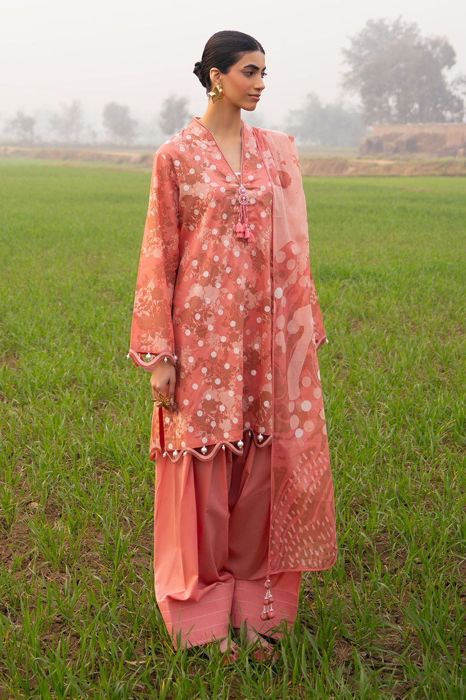 3 Piece Embroidered Printed Lawn Suit with Dupatta