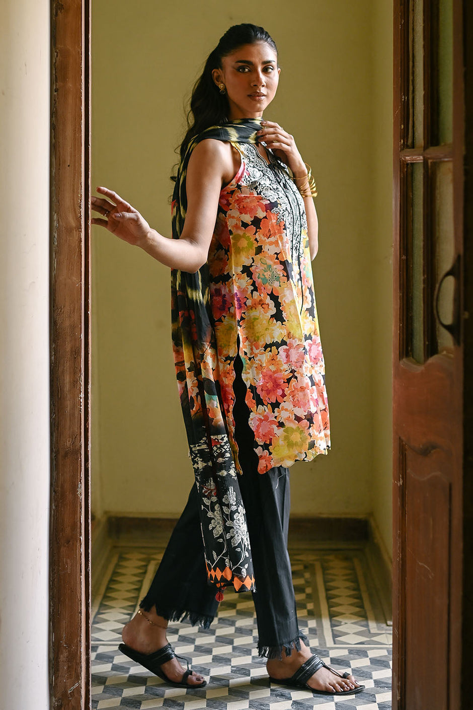 3 Piece Embroidered Printed Lawn Suit with Denting Lawn Dupatta and Neckline