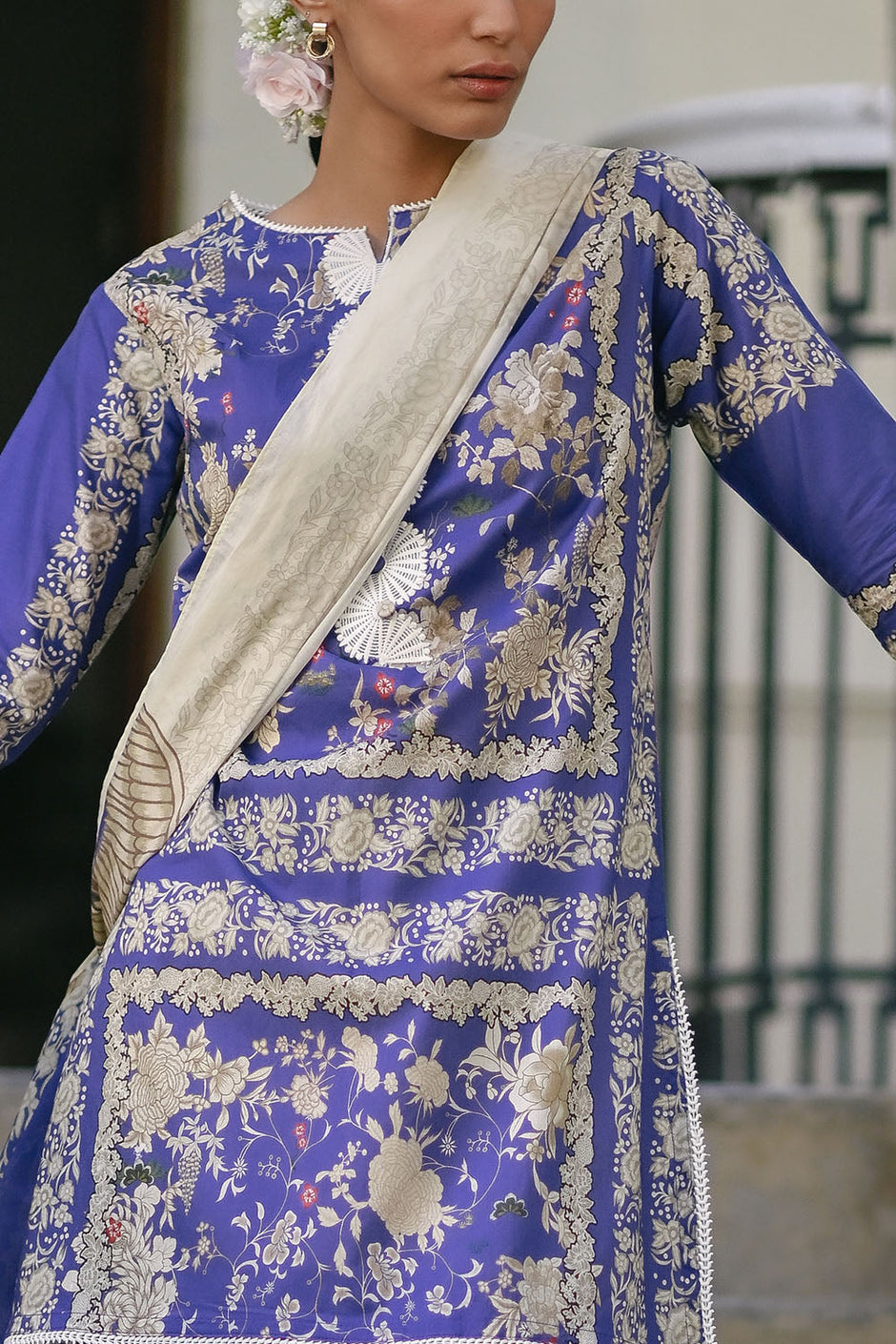 3 Piece Printed Lawn Suit with Embroidered Border