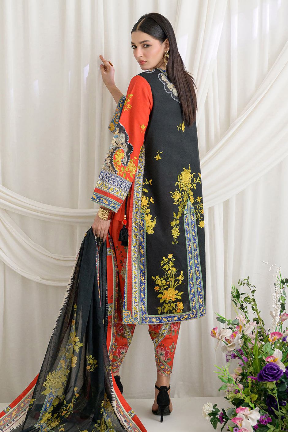 3 Piece Printed Dobby Suit with Printed Lawn Dupatta and Dyed Trouser