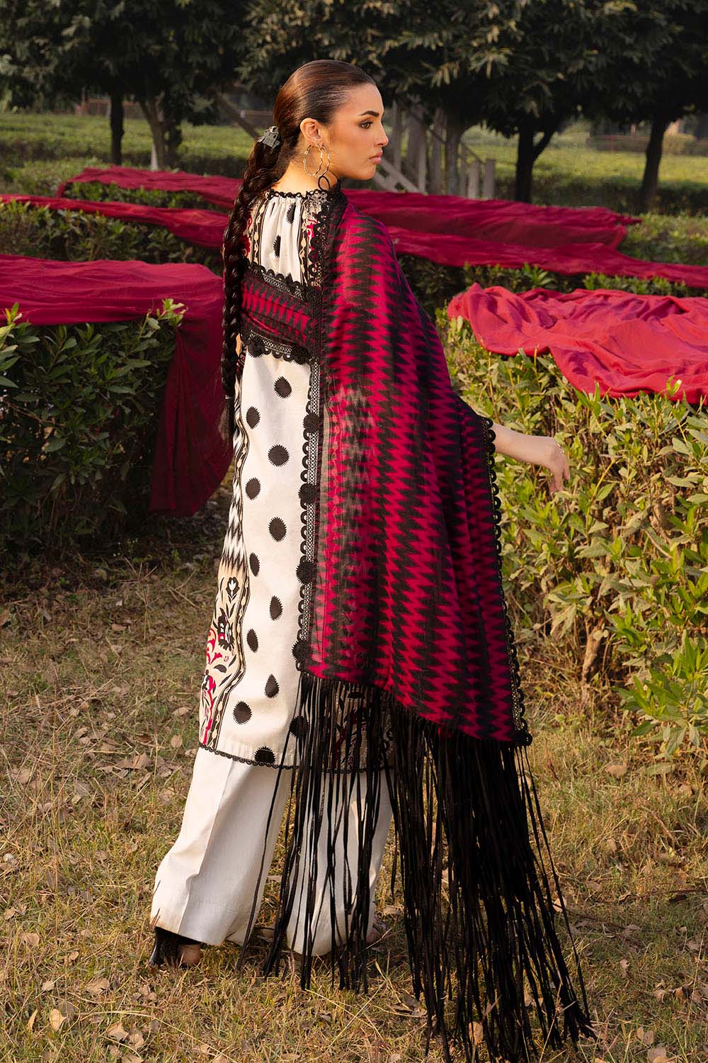 3 Piece Printed Lawn Suit with Crochet Lace