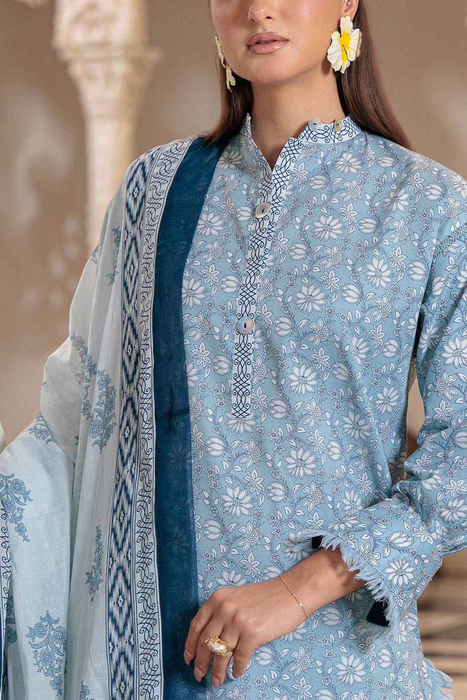 3 Piece Printed Lawn Suit and Dyed Trouser