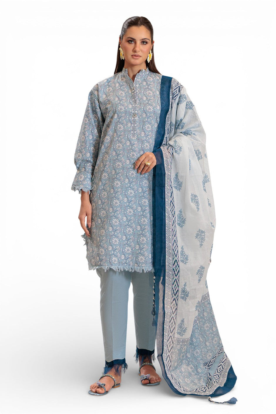 3 Piece Printed Lawn Suit and Dyed Trouser