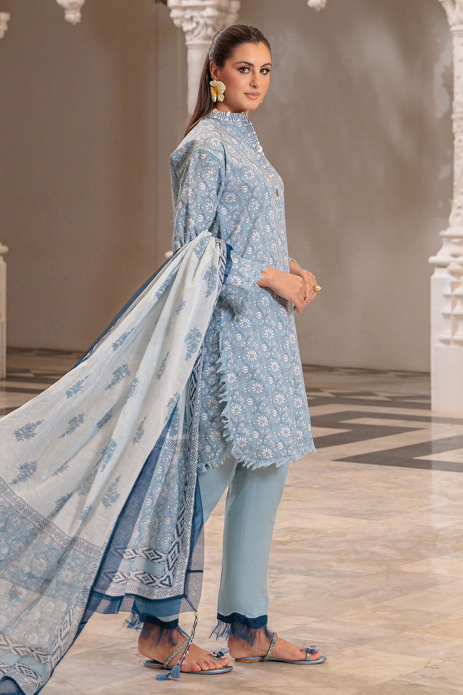3 Piece Printed Lawn Suit and Dyed Trouser