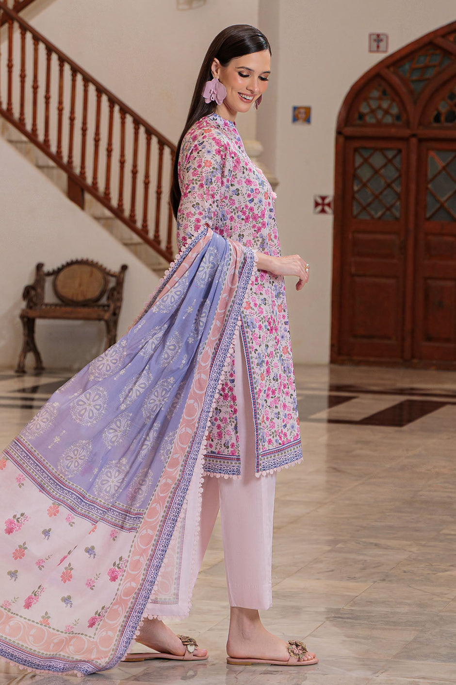 3 Piece Printed Lawn Suit and Dyed Trouser