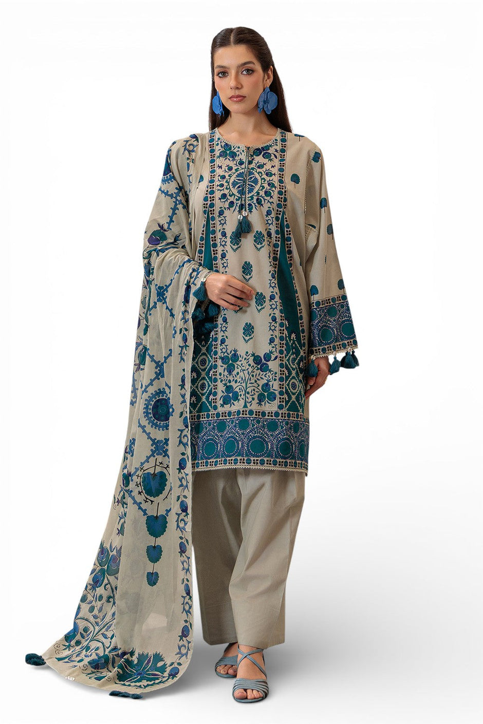 3 Piece Printed Lawn Suit and Dyed Trouser