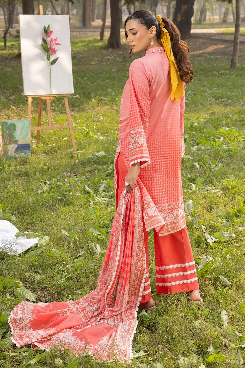 3 Piece Printed Lawn Suit with Embroidered Neckline