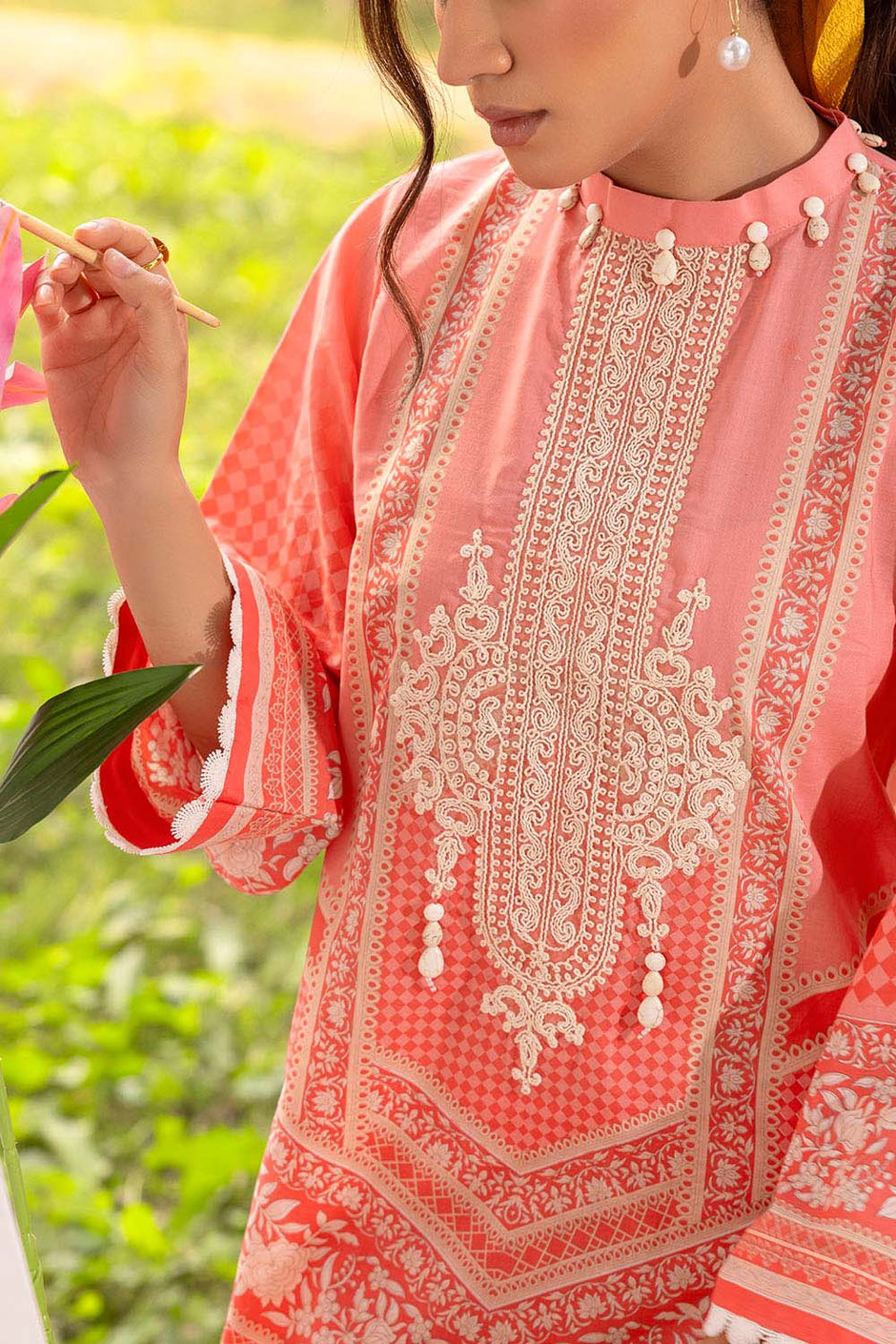 3 Piece Printed Lawn Suit with Embroidered Neckline