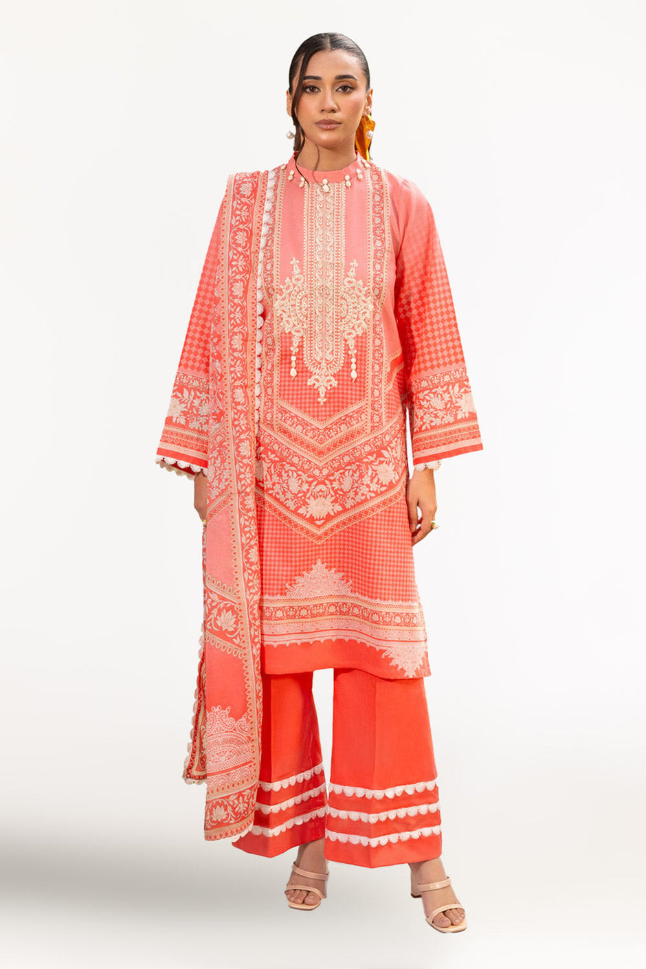 3 Piece Printed Lawn Suit with Embroidered Neckline