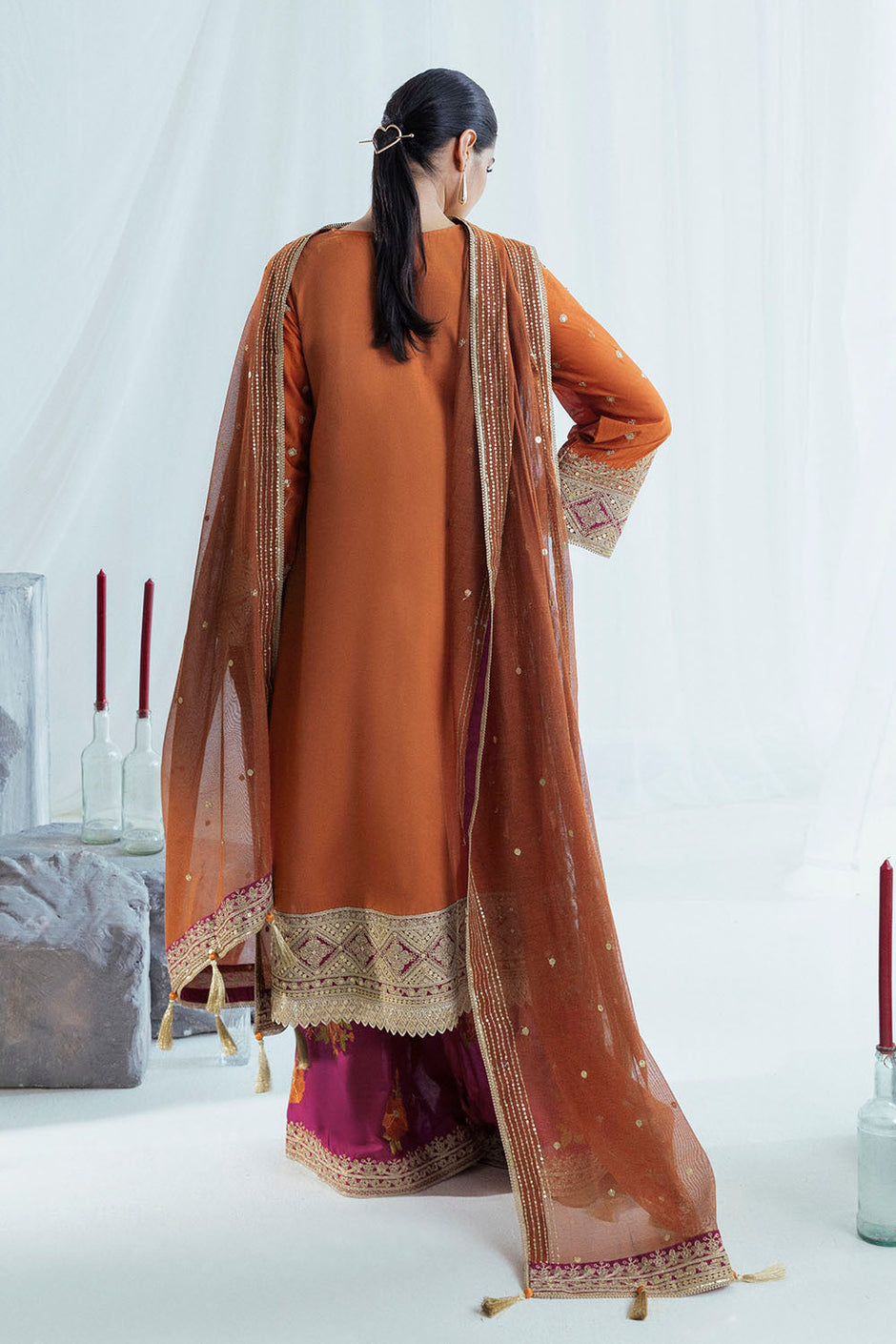 3 Piece Sequins Embroidered Lawn Suit with Cotton Net Dupatta