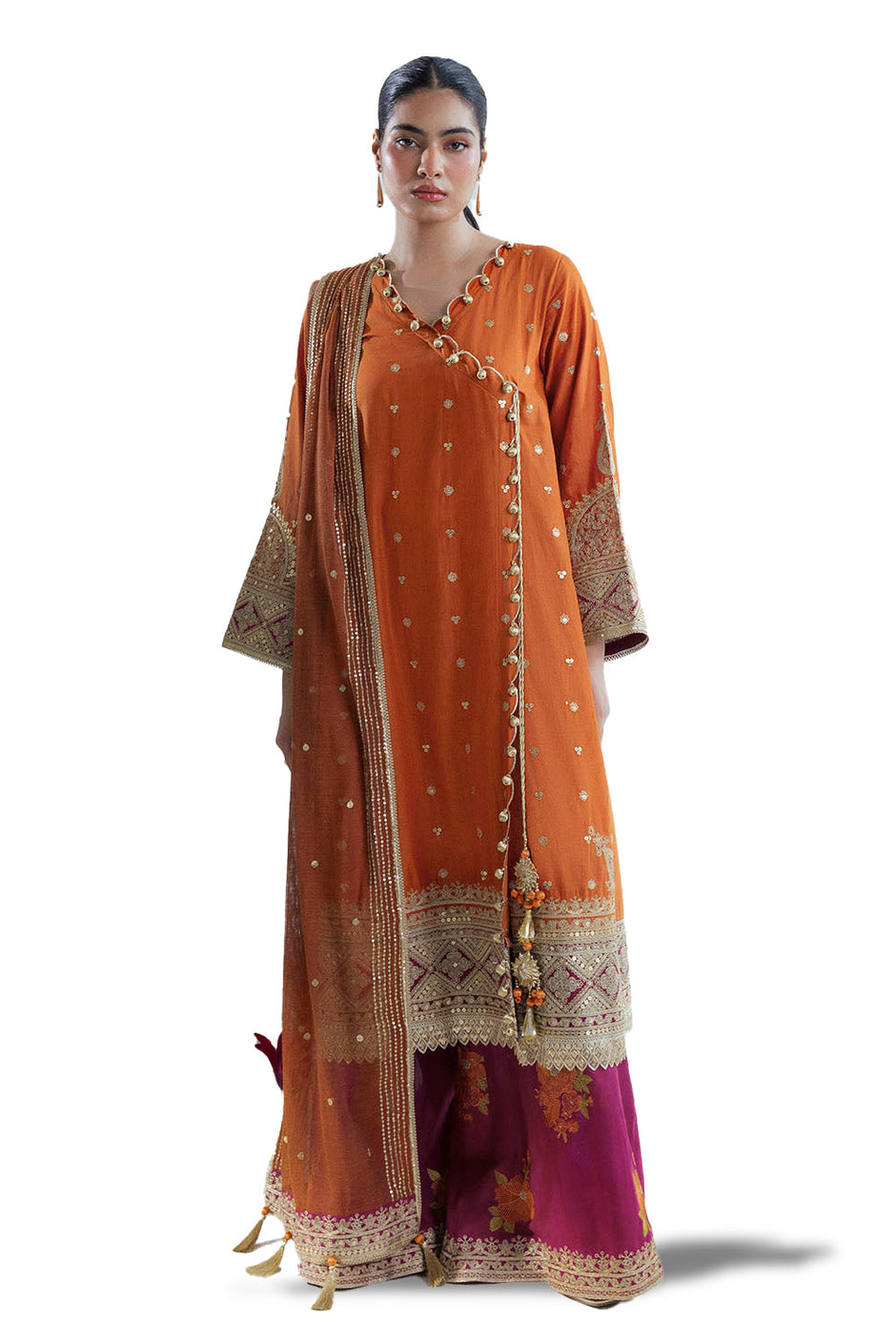 3 Piece Sequins Embroidered Lawn Suit with Cotton Net Dupatta
