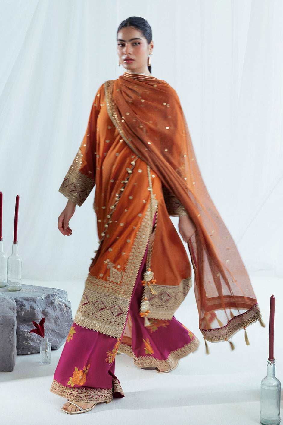 3 Piece Sequins Embroidered Lawn Suit with Cotton Net Dupatta