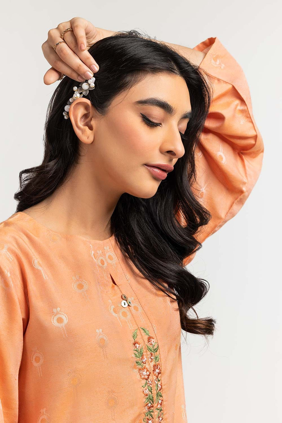 Dyed Self Jacquard Embroidered Shirt GLS-24-41