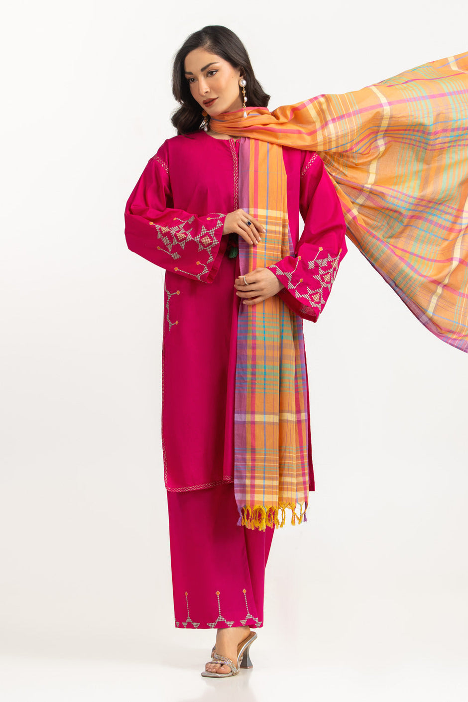 3PC Cambric Embroidered Suit