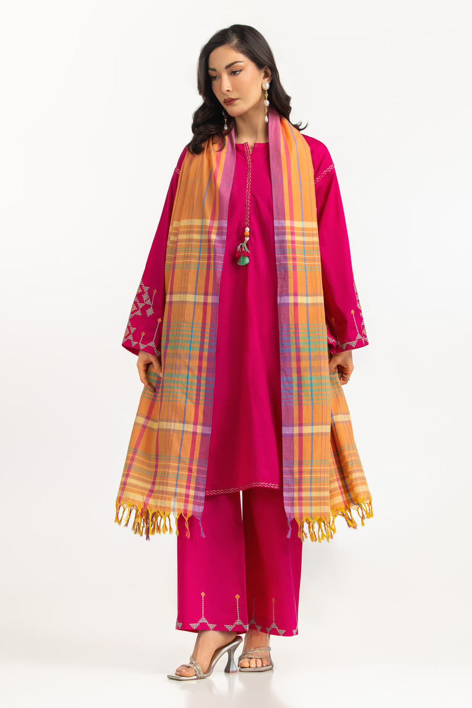 3PC Cambric Embroidered Suit
