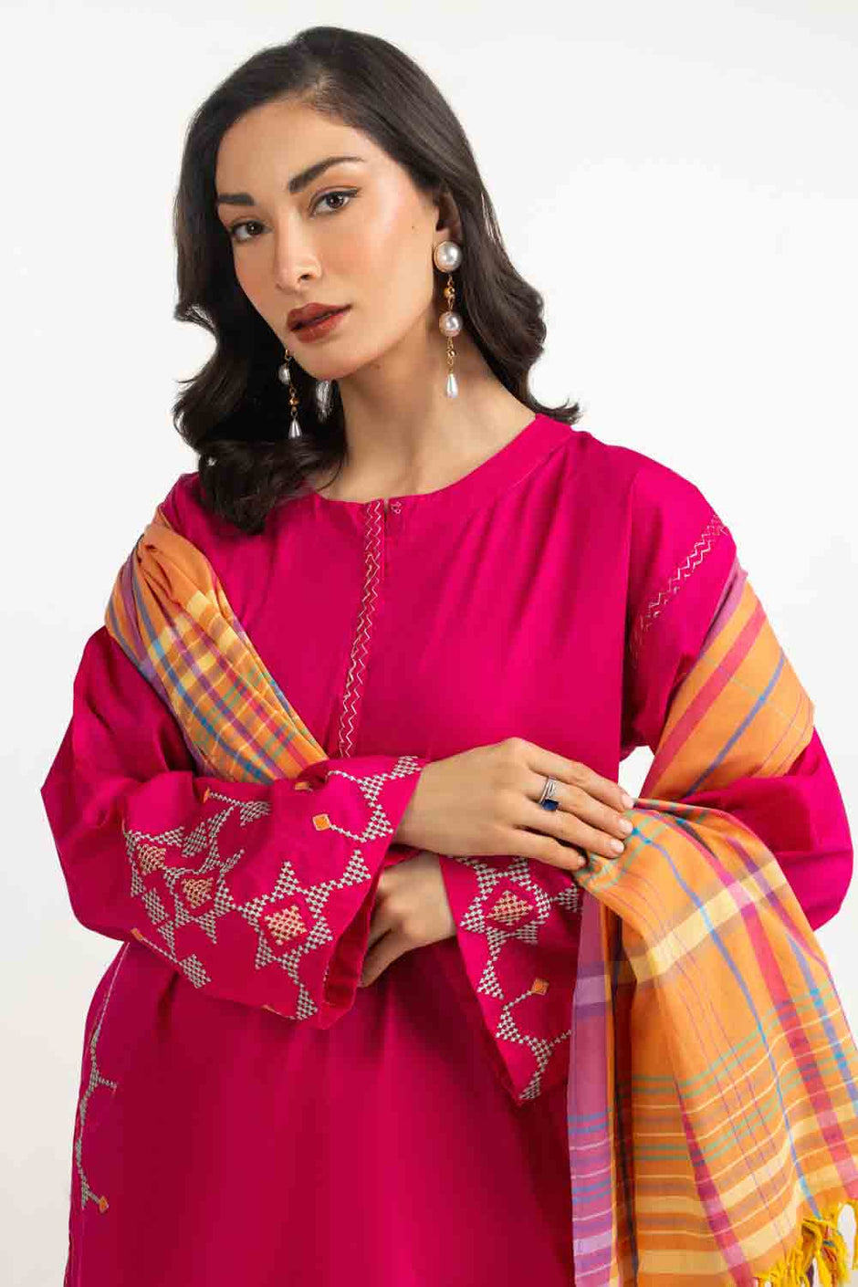 3PC Cambric Embroidered Suit