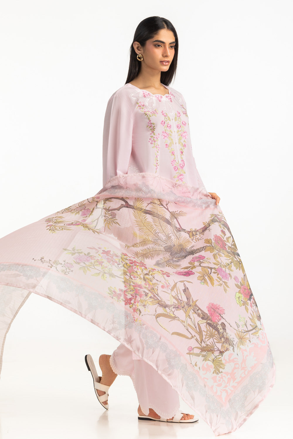 3PC Cambric Embroidered Suit