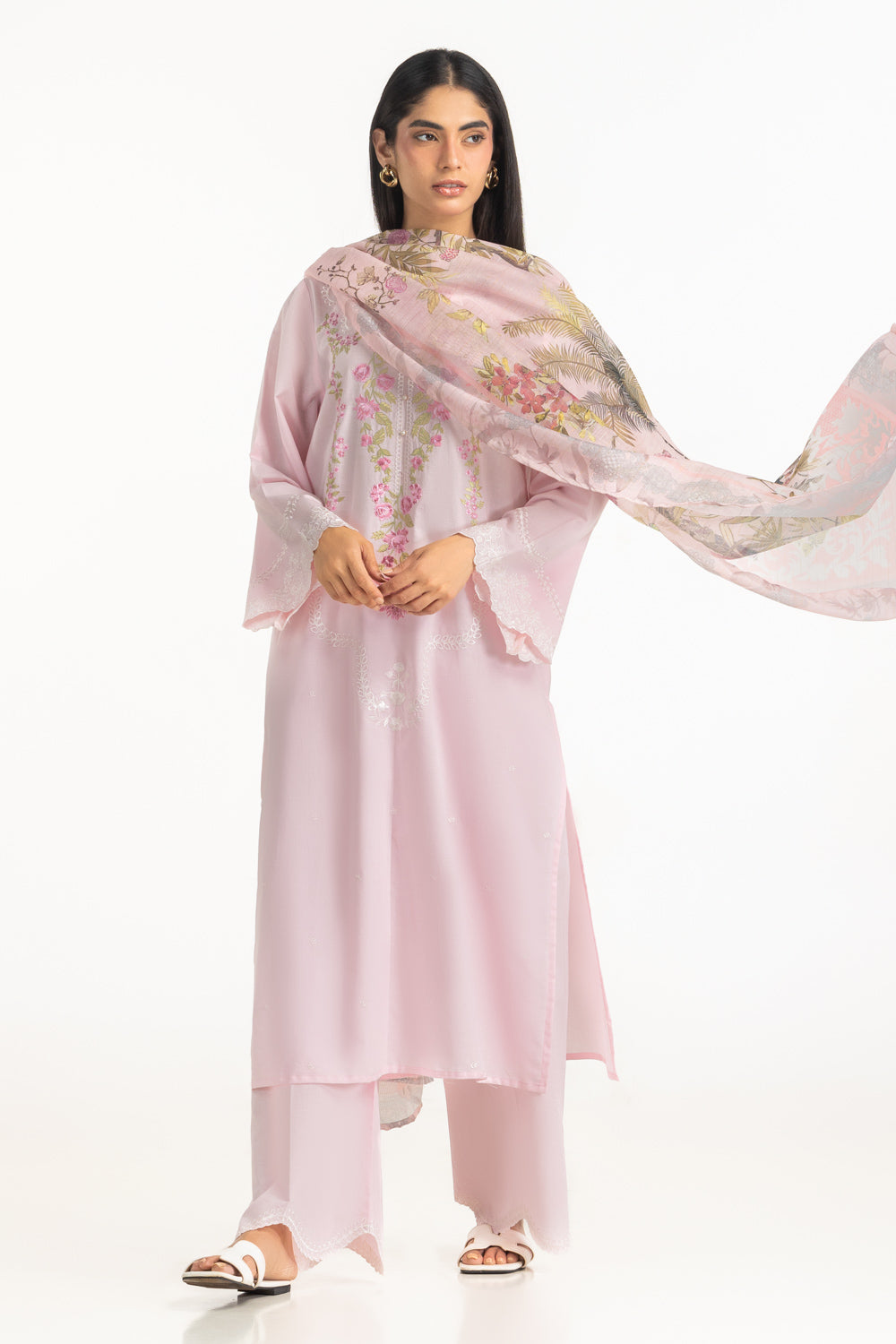 3PC Cambric Embroidered Suit