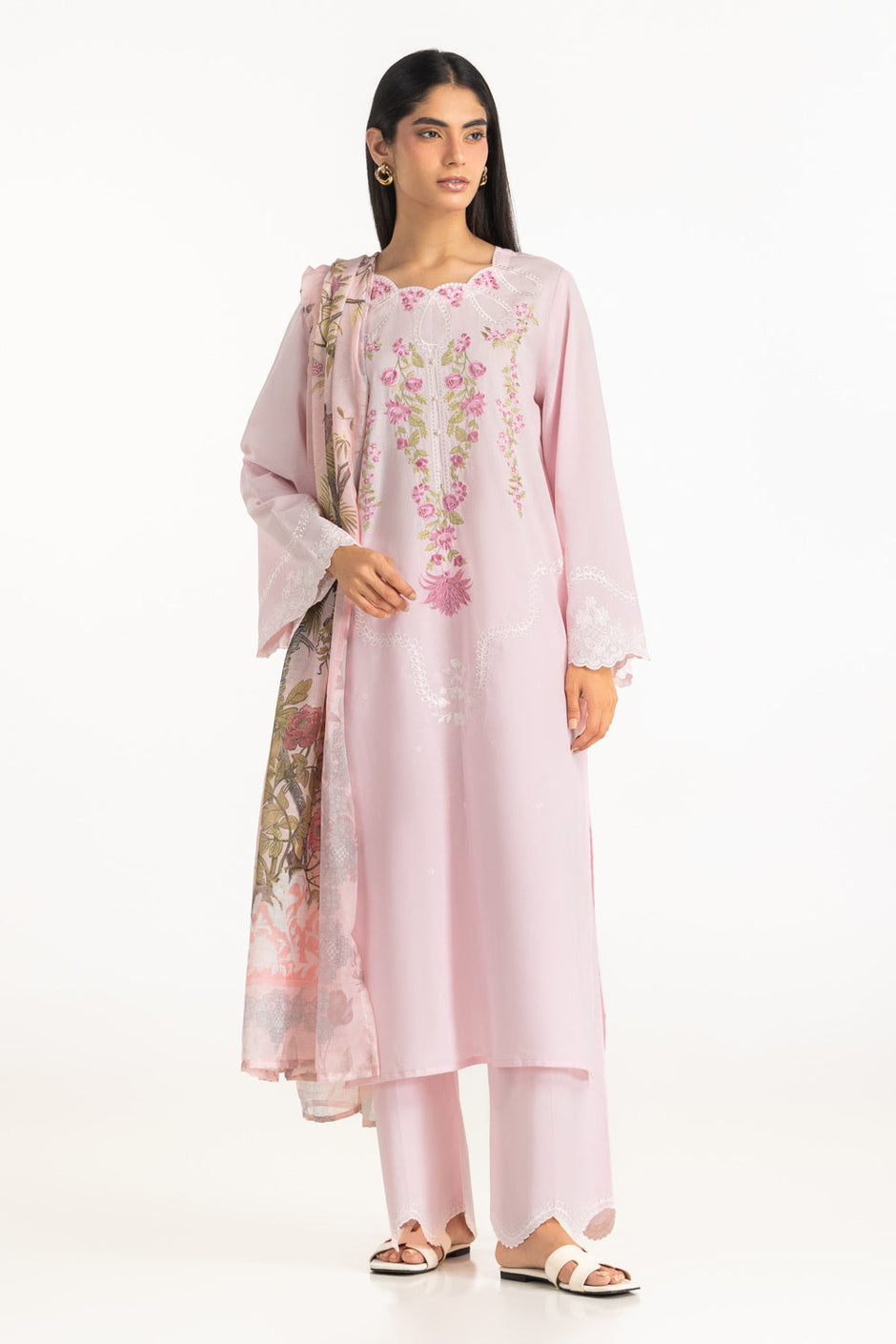 3PC Cambric Embroidered Suit