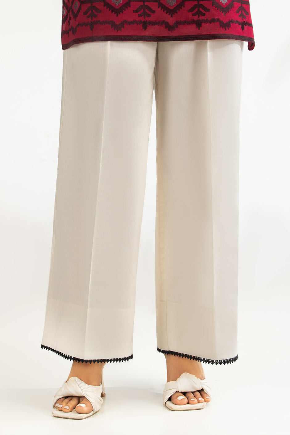 3PC Cambric Embroidered Suit With Printed Scarf
