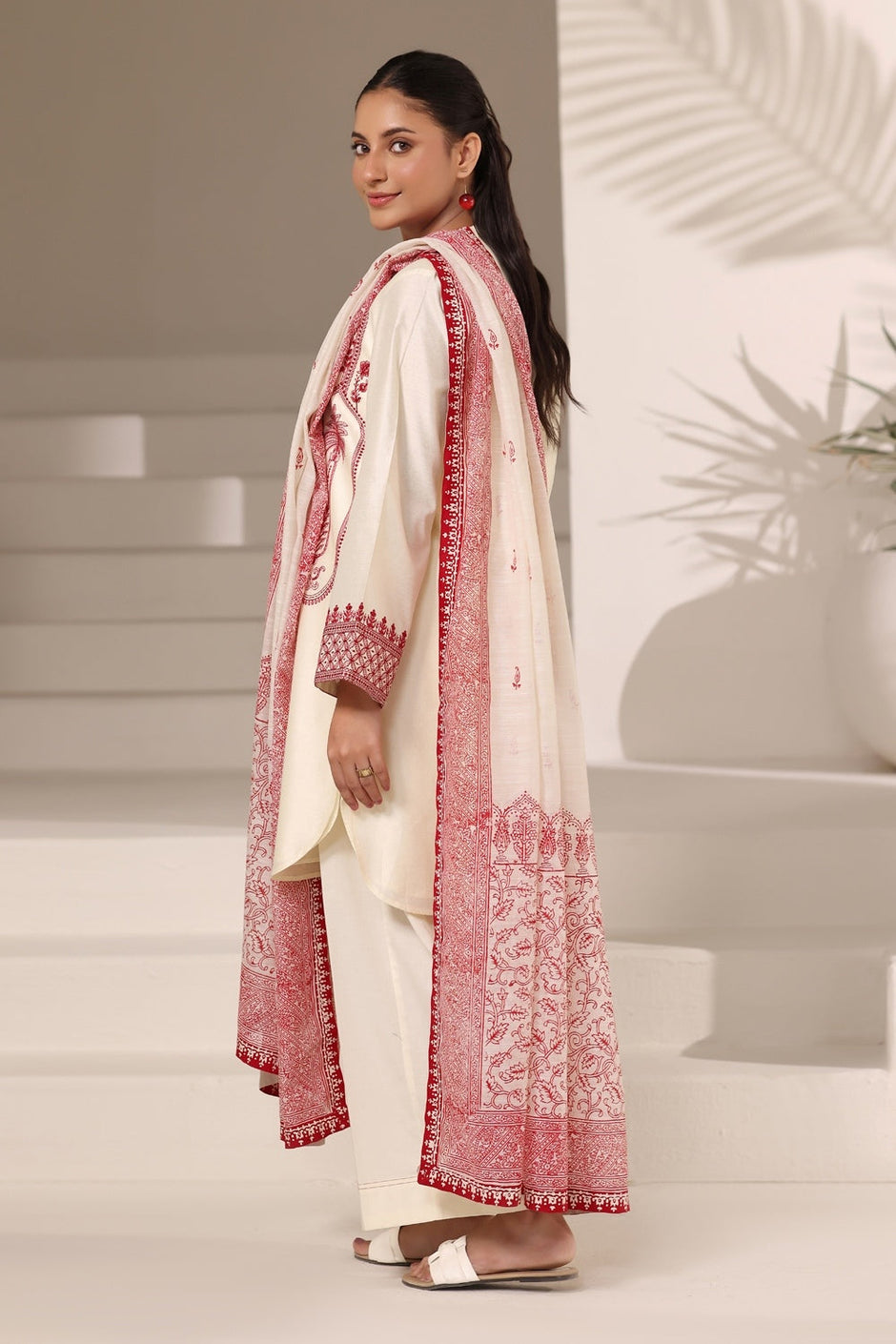 3PC Cotton Net Embroidered Suit
