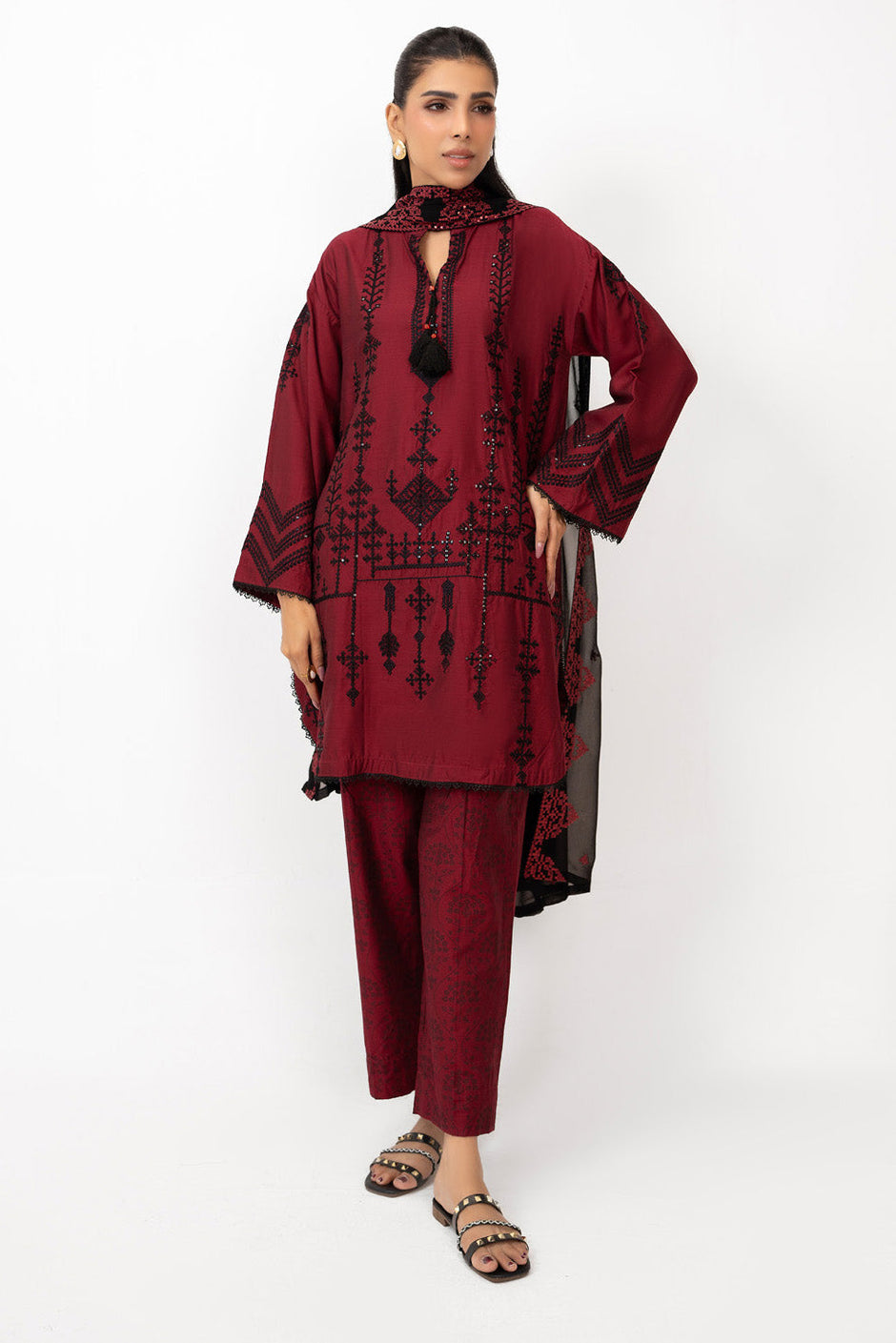 3PC Cotton Silk Embroidered Suit