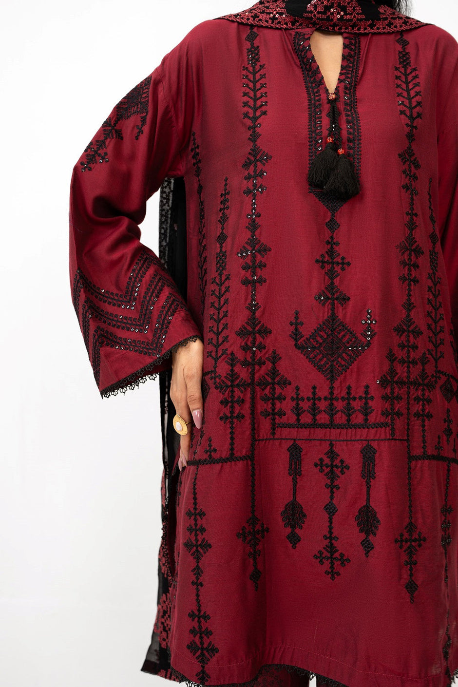 3PC Cotton Silk Embroidered Suit