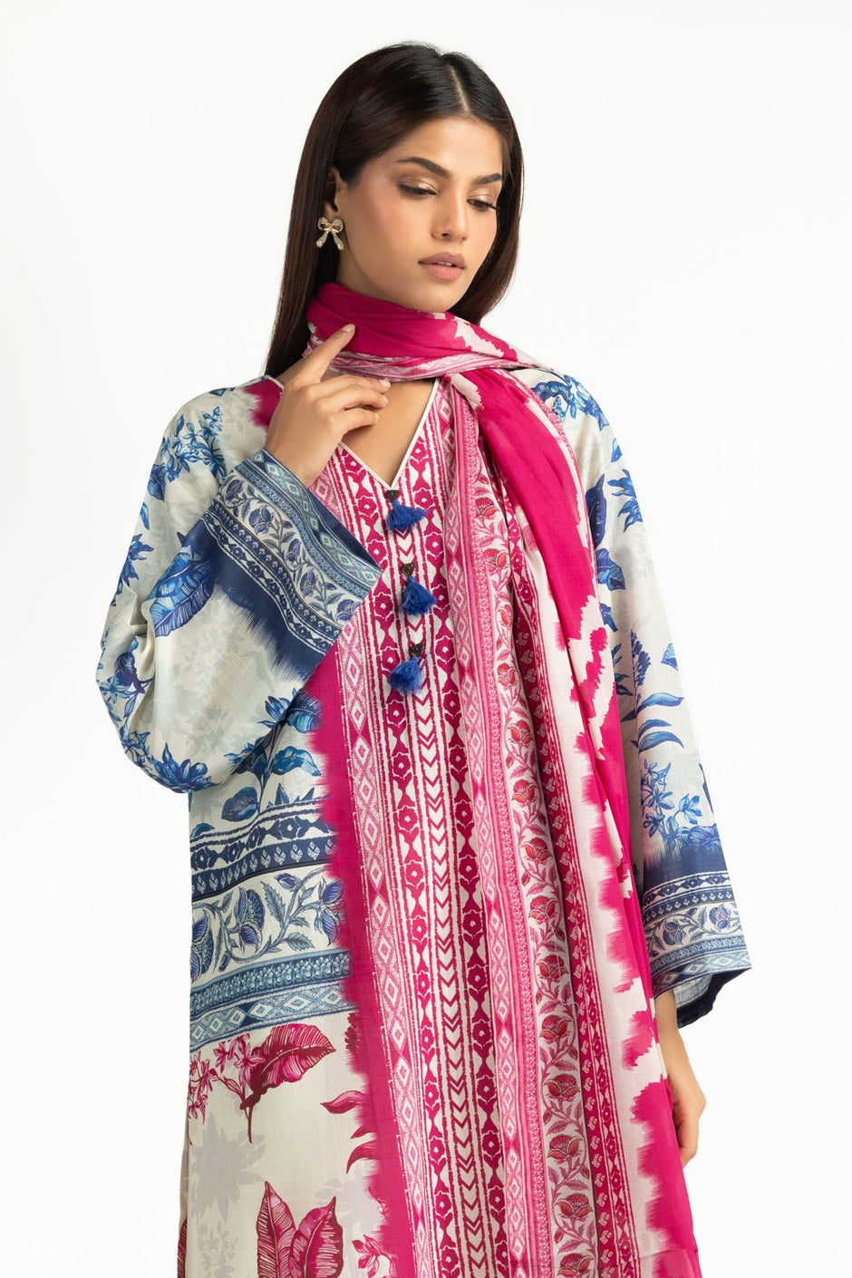 3PC Cross Hatch Printed Suit