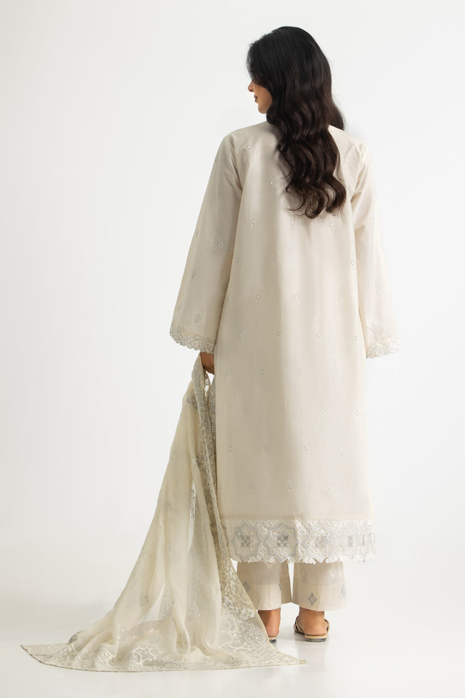 3PC Lawn Embroidered Suit With Lacquer Printed Chiffon Dupatta
